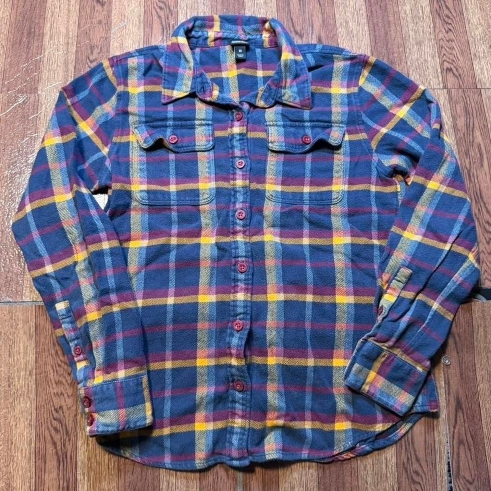 Patagonia Red Blue Checkered Plaid Button Down Cotton Shirt XS